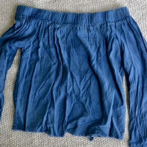 Denim Style Off-The-Shoulder Crop Top